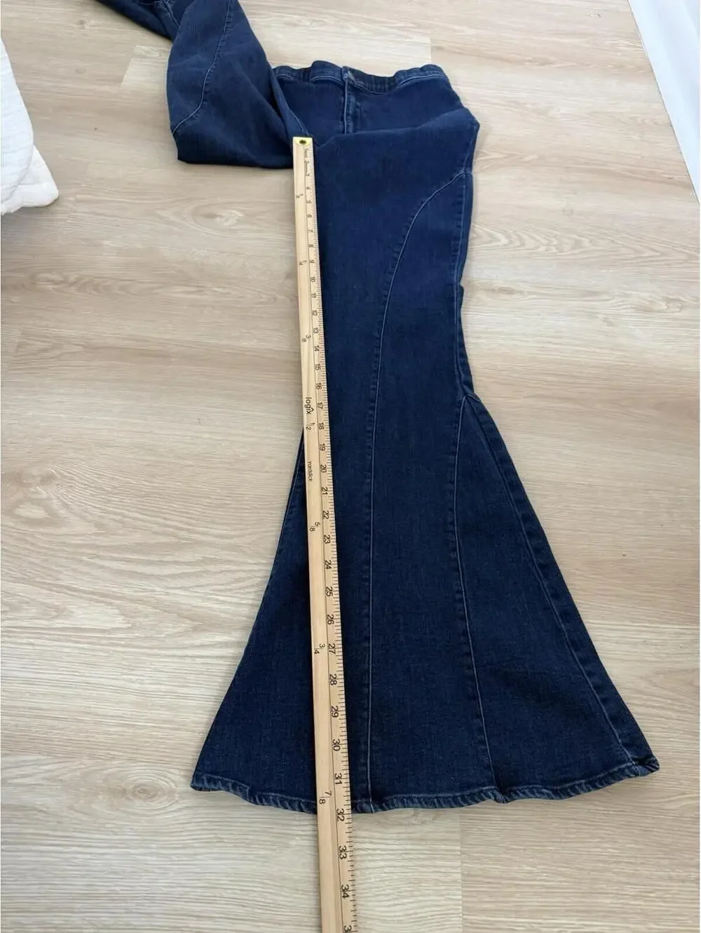 Entro Size L Retro High Waist Denim Flare‎ Hippie Casual Long Bell Bottom Jeans